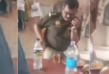 unnao police officer drinking