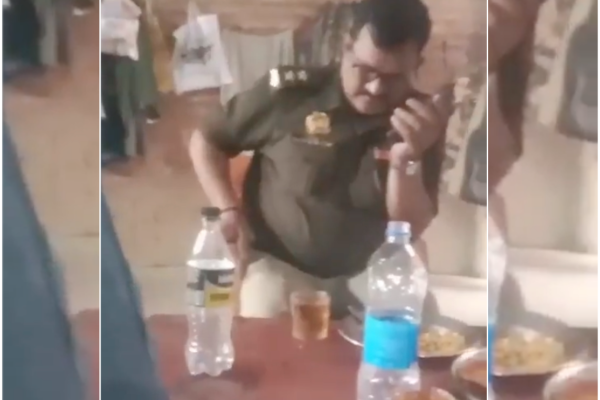 unnao police officer drinking