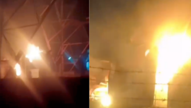 massive fire breaks out